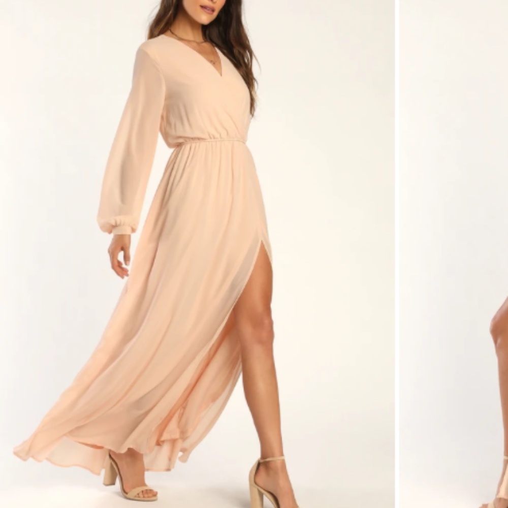 NWT Lulu's Wondrous Water Lilies Blush Pink Maxi Dress